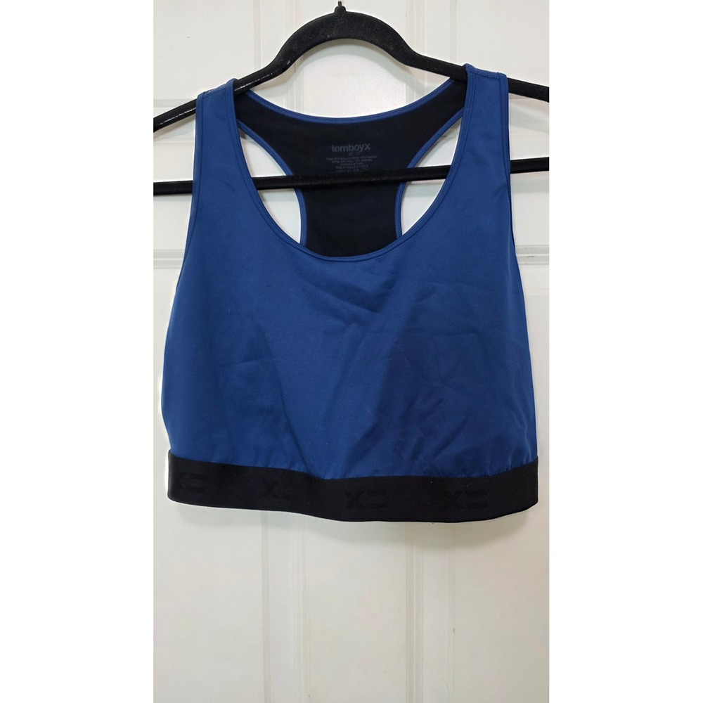 TomboyX Sports Bra Womens 2X Blue Racerback Activewear Lounge Bralette